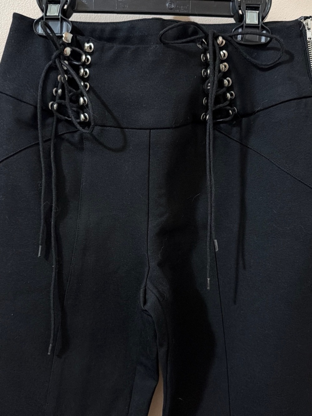 Black Lace-Up High Waist Leggings